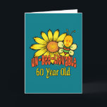 Carte Soixantième cadeau d'anniversaire incroyable<br><div class="desc">Soixantième cadeaux d'anniversaire incroyables. Approvisionnements de tournesol et de partie d'amusement, accessoires et cadeaux dans jaune, l'orange et le vert. Étiquettes : soixantième, "60 années", le "soixantième anniversaire", anniversaire, heureux, incroyable, abeille, gaffent, tournesol, floral, jaune, vert, fleur, salutation, fantastique, superbe, mignonne, amusement, espiègle, orange, adorable, incroyable, fabuleux, "duper superbe", grand,...</div>