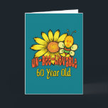 Carte Soixantième cadeau d'anniversaire incroyable<br><div class="desc">Soixantième cadeaux d'anniversaire incroyables. Approvisionnements de tournesol et de partie d'amusement, accessoires et cadeaux dans jaune, l'orange et le vert. Étiquettes : soixantième, "60 années", le "soixantième anniversaire", anniversaire, heureux, incroyable, abeille, gaffent, tournesol, floral, jaune, vert, fleur, salutation, fantastique, superbe, mignonne, amusement, espiègle, orange, adorable, incroyable, fabuleux, "duper superbe", grand,...</div>