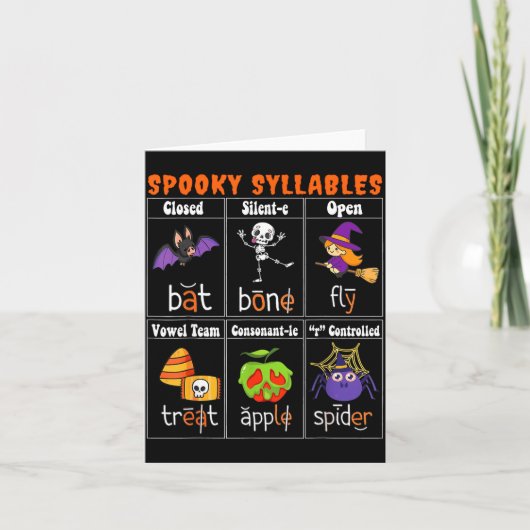 Carte Soky Syllables Funny Halloween Educational Teacher (Devant)