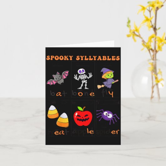 Carte Soky Syllables Teacher Funny Halloween Educational (Fleur jaune)
