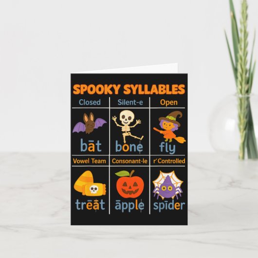 Carte Soky Syllables Teacher Funny Halloween Educational (Devant)