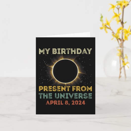 Carte Solar Eclipse 2024 Anniversaire présent 4.8.24 Tot (Fleur jaune)