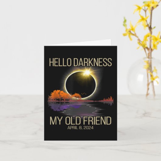 Carte Solar Eclipse 2024 Hello Darkness My Old Friend Ap (Fleur jaune)