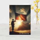 Carte Soldat du jour du Souvenir faisant un salut (Fleur jaune)