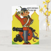 Carte Soldat en bois avec canon Joyeux anniversaire garç (Fleur jaune)