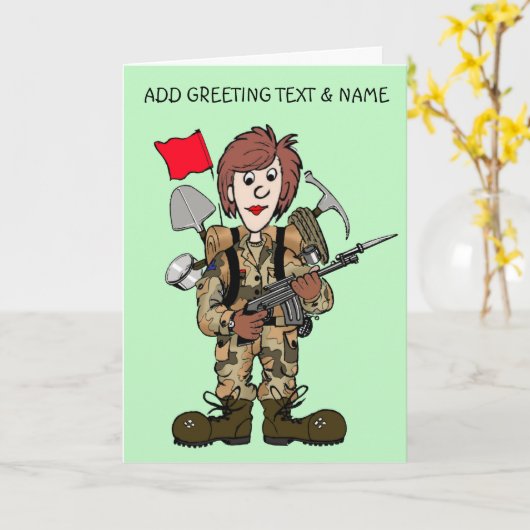 Carte Soldate heureuse (Fleur jaune)