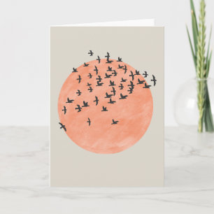 Carte Soleil avec troupeau d'oiseaux