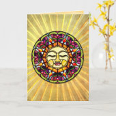 Carte Soleil - (Carte de voeux vierge) (Fleur jaune)