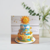 CARTE SOLEIL DÉCORÉ À THÈME GÂTEAU D'ANNIVERSAIRE DÉCORÉ (Debout devant)