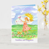 Carte Soleil et bonheur de penser à vous (Fleur jaune)