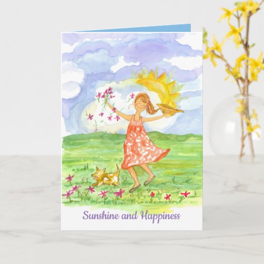 Carte Soleil et bonheur de penser à vous (Fleur jaune)