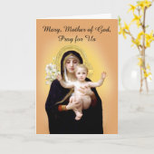 Carte Solennité de Marie, Mère de Dieu avec Jésus (Fleur jaune)