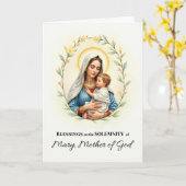 Carte Solennité de Marie Mère de Dieu Jour de Fête Bénéd (Fleur jaune)