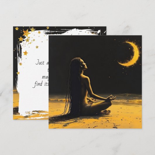 Carte Solitude dorée, affirmation de méditation au clair (Devant / Derrière)