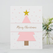 Carte Solo Pink Christmas Tree et Golden Star Flat Card (Debout devant)