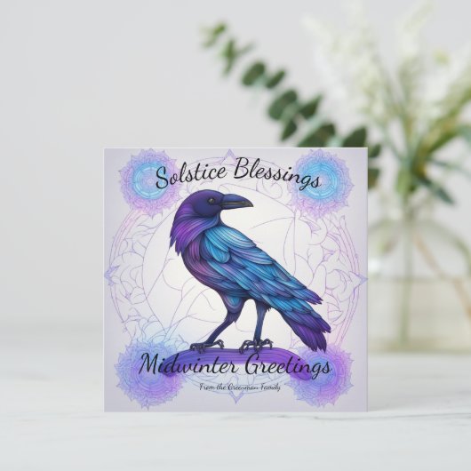 Carte Solstice Crow Serenade Personnalisé Midwinter Flat (Debout devant)