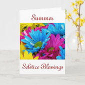 Carte Solstice d'été avec fleurs marguerites (Fleur jaune)