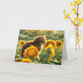 Carte Solstice D'Été Litha Midsummers Eve Cute Chat (Fleur jaune)