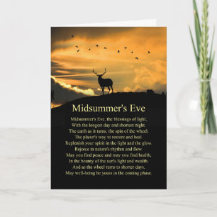 Carte Solstice d'été Mid Summers Eve Elk et Poem