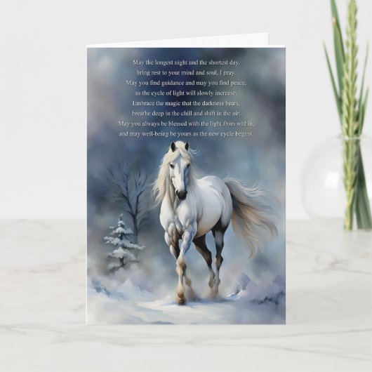 Carte Solstice d'hiver Blessing Horse dans la nuit de ne (Devant)