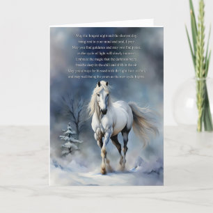 Carte Solstice d'hiver Blessing Horse dans la nuit de ne