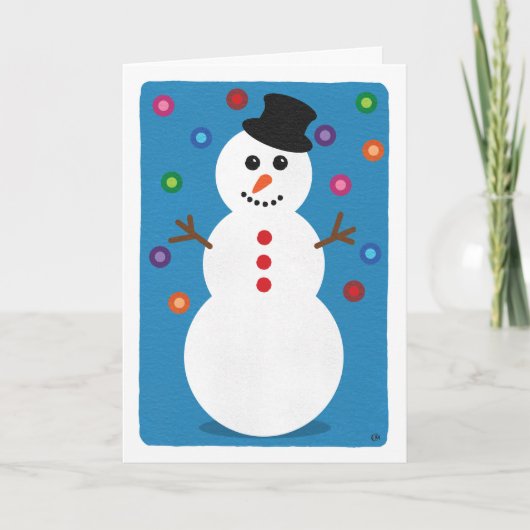 Carte Solstice d'hiver de Snowman souriant (Devant)
