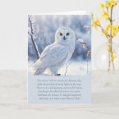 Carte Solstice d'hiver de Yule avec Chouette des neiges  (Fleur jaune)