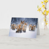 Carte Solstice d'hiver Esprit de la saison avec renards (Fleur jaune)