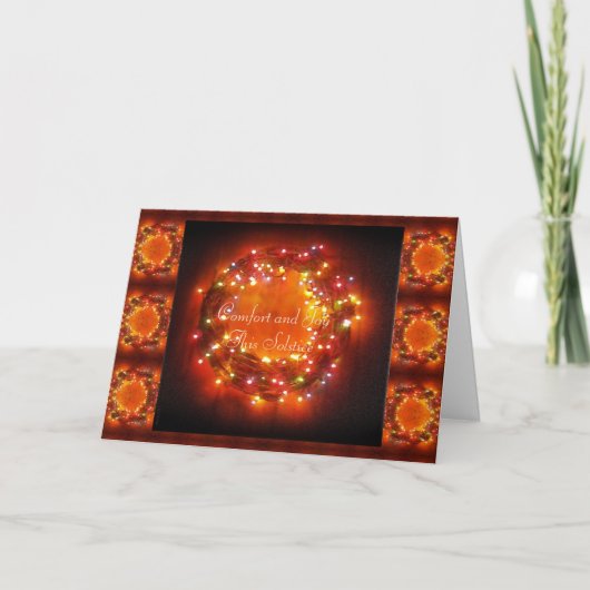 Carte Solstice d'hiver: Lumières de la faune Wreath (Devant)