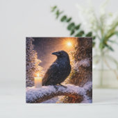 Carte Solstice d'hiver Yule Corbeau et Neige (Debout devant)