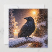 Carte Solstice d'hiver Yule Corbeau et Neige (Devant)