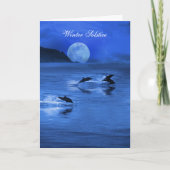Carte Solstice d'hiver Yule Dauphins Mer Océan (Devant)