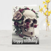 Carte Sombre gothique foncé Melancholy crâne et Rose (Fleur jaune)