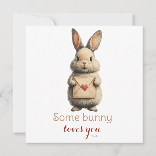 Carte Some Bunny Loves You avec Lettre d'amour (Devant)