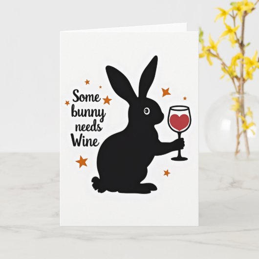 Carte Some Bunny Needs Wine Card (Fleur jaune)