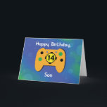 Carte Son 14 Anniversaire Gamer Contrôleur<br><div class="desc">Accueillez votre fils toujours plus cher un joyeux 14ème anniversaire avec cette carte qui dispose d'un contrôleur de jeu sur la couverture. Nous l'avons conçu spécifiquement pour des ados comme lui qui sont dans le jeu vidéo. Faites-nous confiance lorsque nous disons que c'est une carte qui fera son jour.</div>