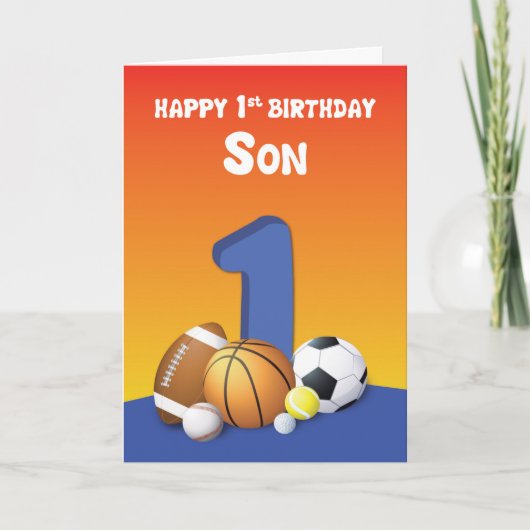 Carte Son 1er Anniversaire Sports Balls (Devant)