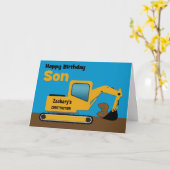 Carte Son 3e anniversaire Yellow Excavator Ajouter un no (Fleur jaune)