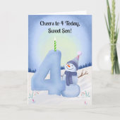 Carte Son 4th Birthday Snowman with Snowy Four (Devant)