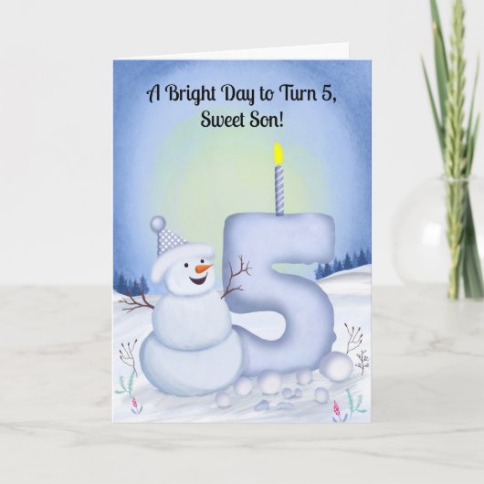 Carte Son 5th Birthday Snowman Snowy (Devant)