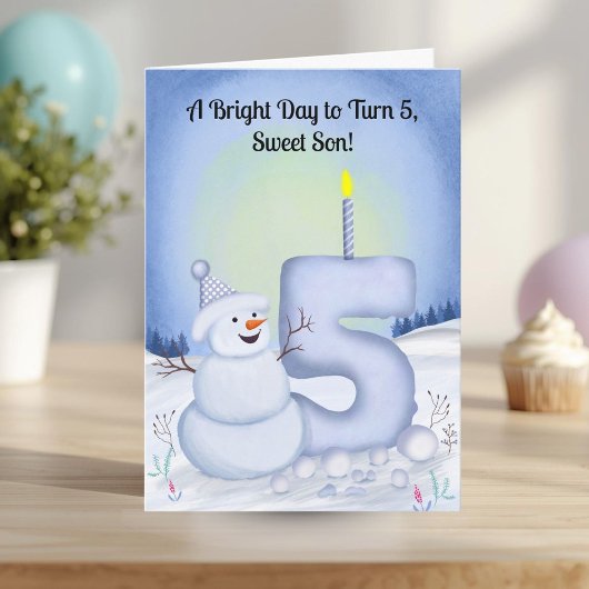 Carte Son 5th Birthday Snowman Snowy