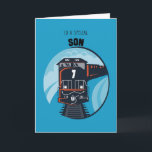 Carte Son 7e Birthday Train, Little Boy, Blue<br><div class="desc">Seven happy years have passed and now it's time to celebrate. Surprise Son on his 7th Birthday with this wonderful illustration in red,  white,  blue and black colors. Boys love vehicles and your little one will love to receive your best wishes with this train.</div>