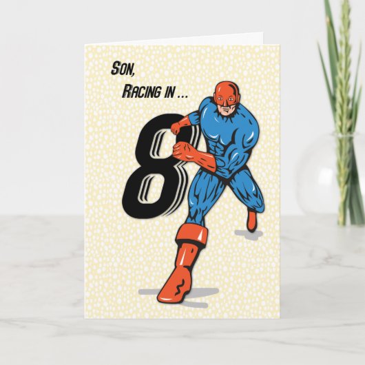 Carte Son 8e anniversaire Superhero (Devant)