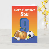 Carte Son 9e anniversaire des balles de sport (Fleur jaune)