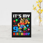 Carte Son 9ème Anniversaire Bâtiment brique 9 Ans Garçon (Fleur jaune)