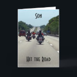 CARTE **SON** A FRAPPÉ LA ROUTE=MOTORCYCLE ANNIVERSAIRE<br><div class="desc">Quelle CARTE AMUSANTE envoyer à **VOTRE FILS** À SON ANNIVERSAIRE! ! !</div>