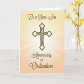 Carte Son Anniversaire de l'Ordination avec Cross Starbu (Fleur jaune)