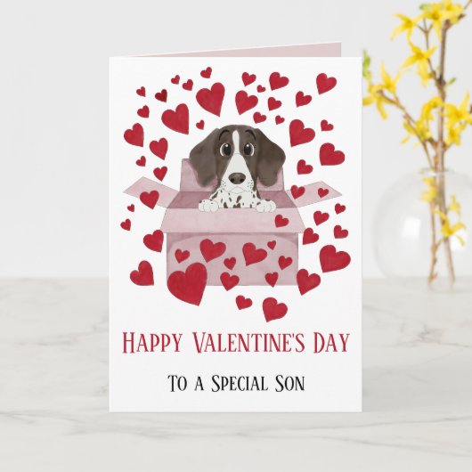 Carte Son chiot dans la boîte de Saint Valentin (Fleur jaune)