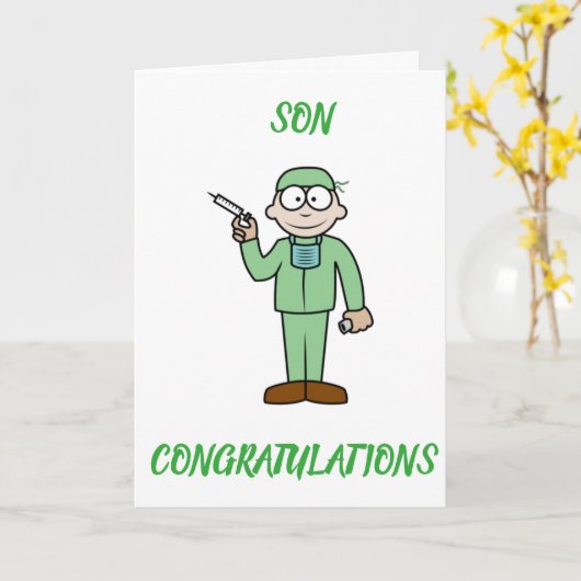 CARTE ***SON** DEVIENT MÉDECIN SI FIER (Fleur jaune)