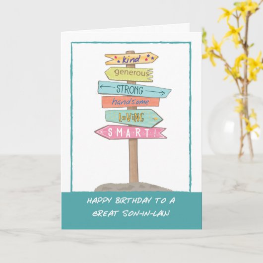 Carte Son en droit Anniversaire Amusants Signal Bonne Qu (Fleur jaune)